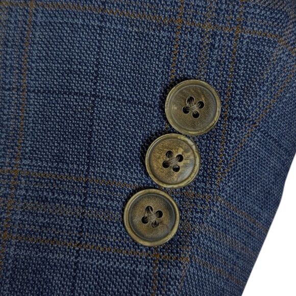 VTG Jack Victor Sz 50L Blazer Blue Glen Plaid Career Office Preppy Work READ - Picture 7 of 13